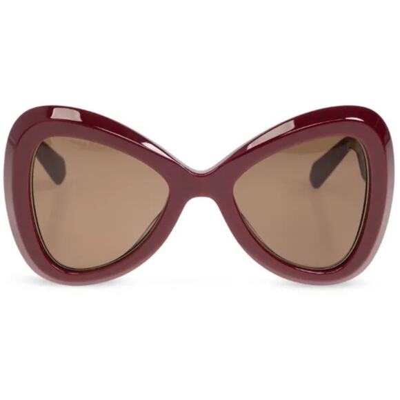 New! Valentino V GOLD III VLS 138B, Burgundy Butterfly Sunglasses, Authentic main image 6